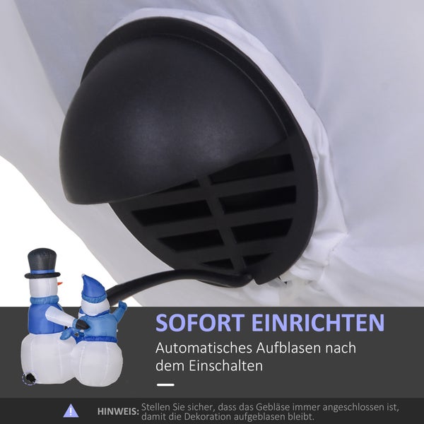 HOMCOM Selbstaufblasbare Dekoration, LED, mit Gebläse, L100 x B55 x H120 cm, Polyester, Blau