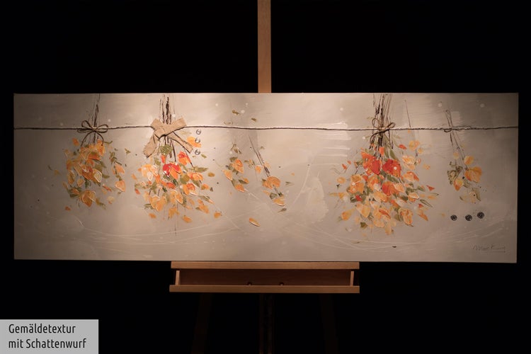Handgemaltes Gemälde Acrylfarbe 150x50cm Weiß