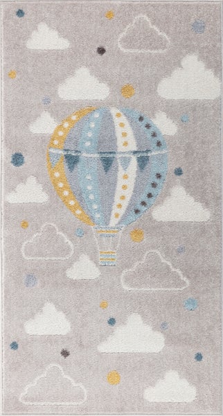 Teppich für Kinder Heißluftballon Wolken Mehrfarbig/Grau 80x150 cm MONTY