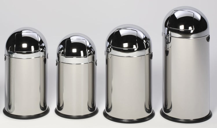 PROREGAL Klassischer Abfallsammler Mit Einwurfklappe Inneneinsatz 40 Liter HxBxT 73 x 46,5 x 46,5 cm Edelstahl Silber