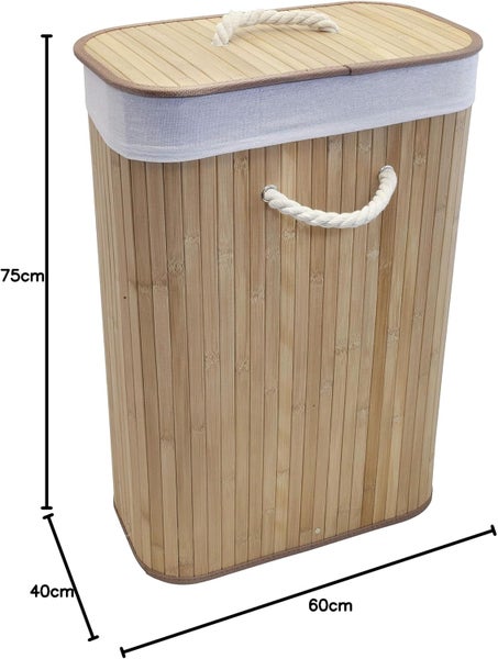 Wäschekorb, Faltbare Wäschetruhe rechteckig, 75 L Volumen, H x B x T: ca. 60 x 40 x 22 cm