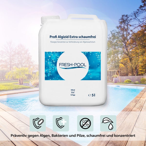 Fresh-Pool Profi Algizid Extra schaumfrei 5 Liter - Pool Algenmittel |<br />Pool Algizid | Algenmittel | Algen entfernen | Algezid