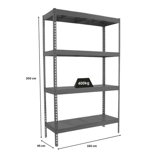 Schwerlastregal BIG METAL YETI FOUR | HxBxT 200x150x45cm | Fachlast 400kg | Grau