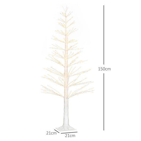 HOMCOM 150 cm Lichterbaum Kunstbaum mit 600 LED, LED Weihnachtsbaum, Weihnachtsdeko für Weihnachten, Geburtstag, Hochzeit, Indoor und Outdoor Weiß