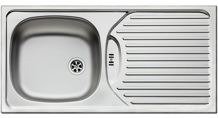 Spülbecken aus Edelstahl mit Abtropffläche