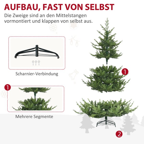 HOMCOM Weihnachtsbaum, 136L x 136B x 180H cm, PE, Grün