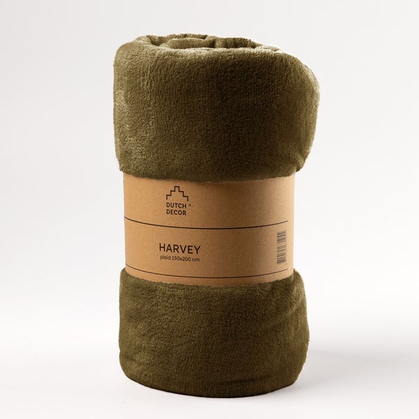 Aufgerollte olivgrüne Kuscheldecke 150x200 cm