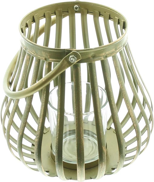 Dekoleidenschaft Windlicht Gold aus Metall mit Glaswindlicht, Hängewindlicht, Teelichthalter, Kerzenhalter, Tischdekoration für Wohnzimmer, Balkon & Garten