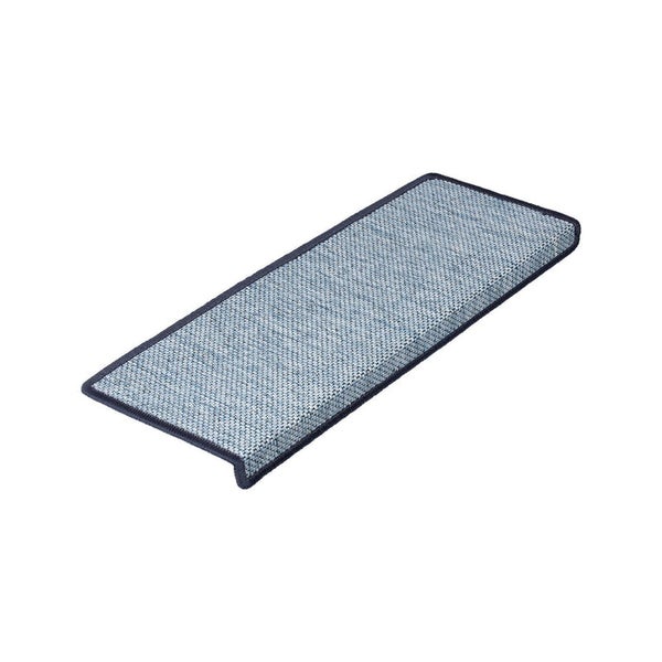 FLOORDIREKT Stufenmatte Sabang - Sisaloptik - Gekettelter Rand & Selbstklebend - Blau - 23,5 x 65 cm - Rechteckig