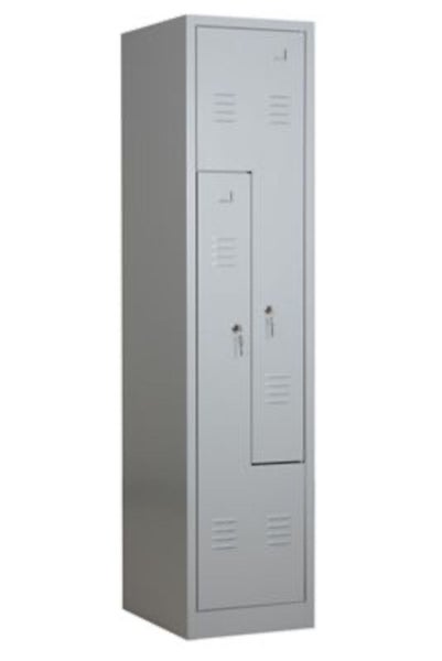 PROREGAL Garderobenspind Camel 2-Fächer-Z-Design HxBxT 180 x 41 x 50 cm Zylinderschloss Grau