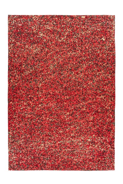 Flachflor Teppich Romilly Rot / Gold Patchwork-Design 200 x 290 cm