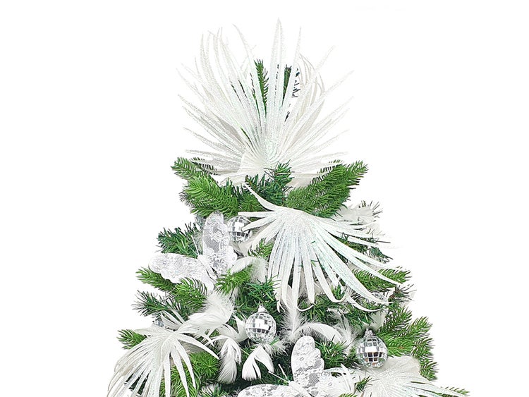LAALU Set Weihnachtskugeln 25 Stück in Box GLITZER SCHMETTERLING für Weihnachtsbäume bis 100 cm