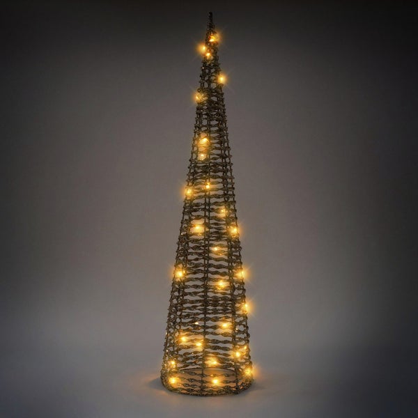 ECD Germany LED Pyramide Lichterkegel Weihnachten mit 40 warmweißen LEDs, 80 cm hoch, Gold, Metall, Leuchtpyramide mit Beleuchtung & Timer, Innen, batteriebetrieben, Deko Lichtpyramide Weihnachtsdeko