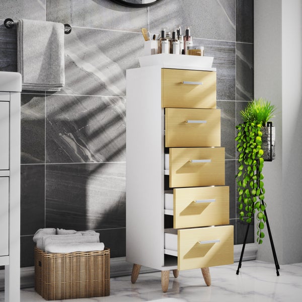 Midischrank Badmöbel Kommode Schubladen Landos M