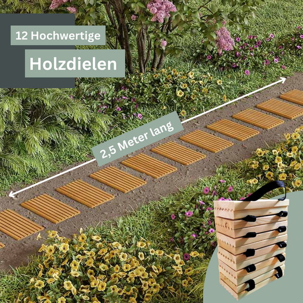 holz4home Rollweg Gartenweg aus Lärche  Holztritte für Garten 45 cm