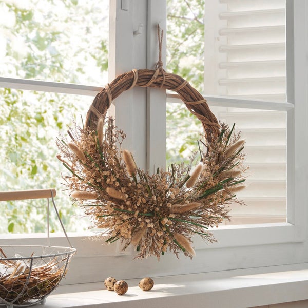 FRANK FLECHTWAREN|Kranz Flower Whispers, ca. 43 x 8 x 41 cm, RATTAN, NATURMATERIALIEN