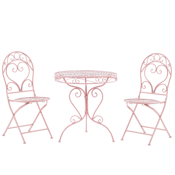 Bistro Set klappbar ALBINIA Metall Rosa