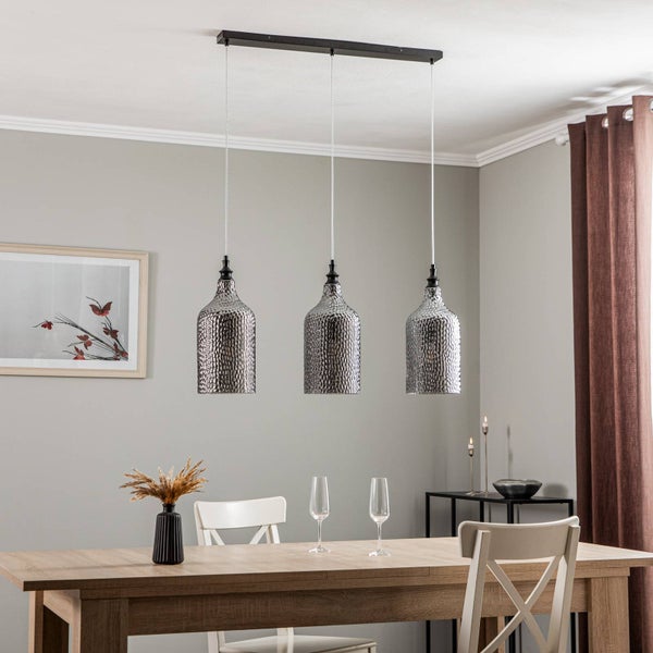 Lindby Pendelleuchte Drakar (Retro, Vintage Antik) in Alu aus Glas (3 flammig E27) - Hängelampe Esstischlampe Hängeleuchte Wohnzimmerleuchte