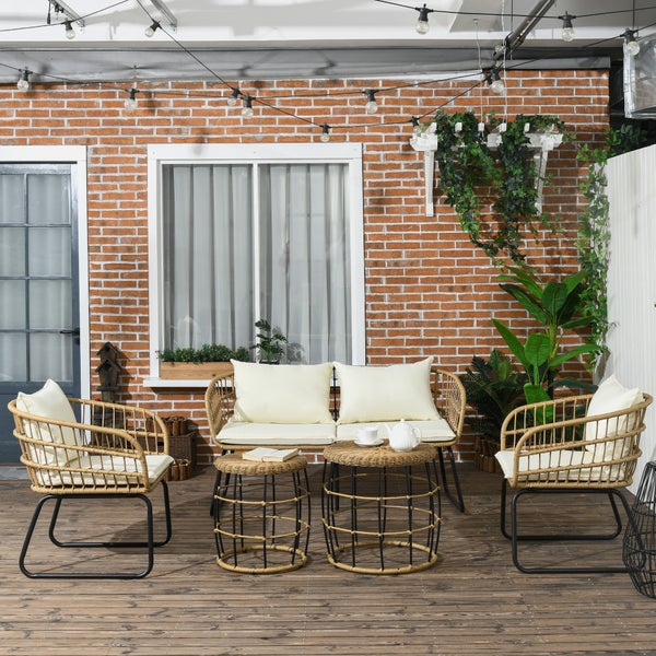 Outsunny 5 tlg. Rattan Gartenmobel Set Sitzgruppe mit HORNBACH