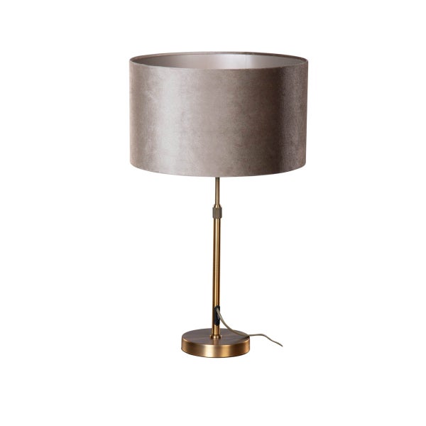 Tischleuchte Bronze mit taupefarbenem Samt-Schirm 35cm - Parte
