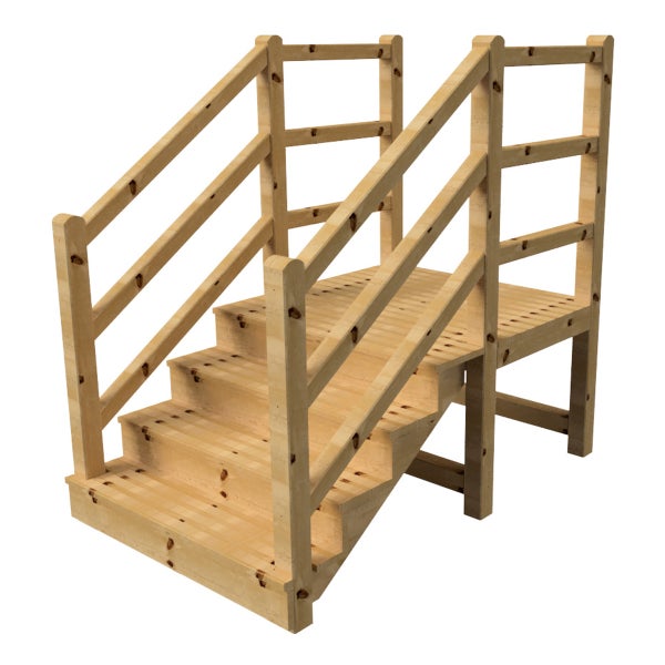 Holztreppe mit Geländer für den Außenbereich