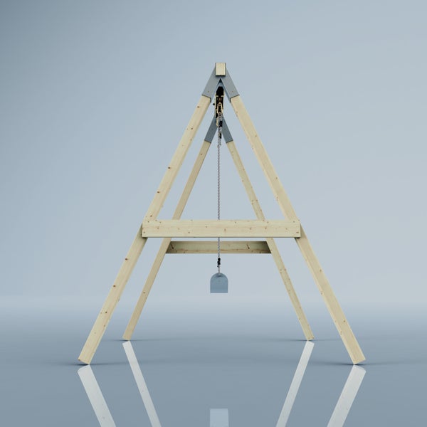 Sandaufzug aus Holz mit Kette und Eimer für Spielplätze