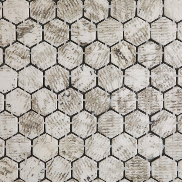 Mosaikfliese in Sechseckform mit marmorierter Optik