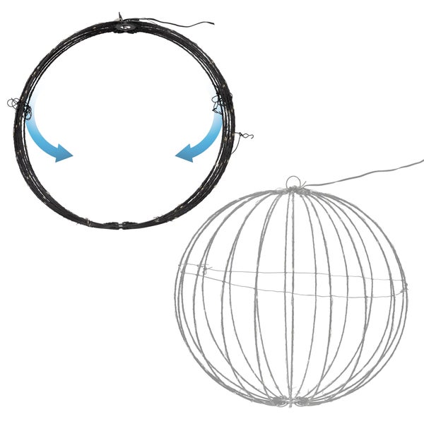 ECD Germany LED Leuchtkugel Ø40cm 240 LED Extra-Warmweiß/Timer, Metall LED Ball faltbar, Kugelleuchte zum hängen, Drahtlichterkette Innen/Außen IP44, Dekorative beleuchtete Kugel Weihnachtsbeleuchtung