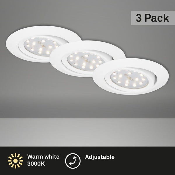 LED Einbauleuchte 3er Set 3W schwenkbar weiß Metall 3000K Ø8,2cm Briloner