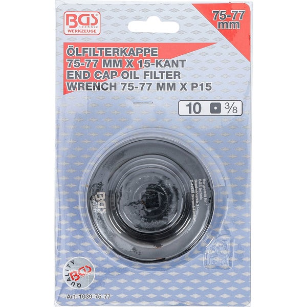 BGS Ölfilterschlüssel 15-kant Ø 75 - 77 mm für Audi / Ford / Isuzu / Mercedes-Benz / Opel / VW - 1039-75-77