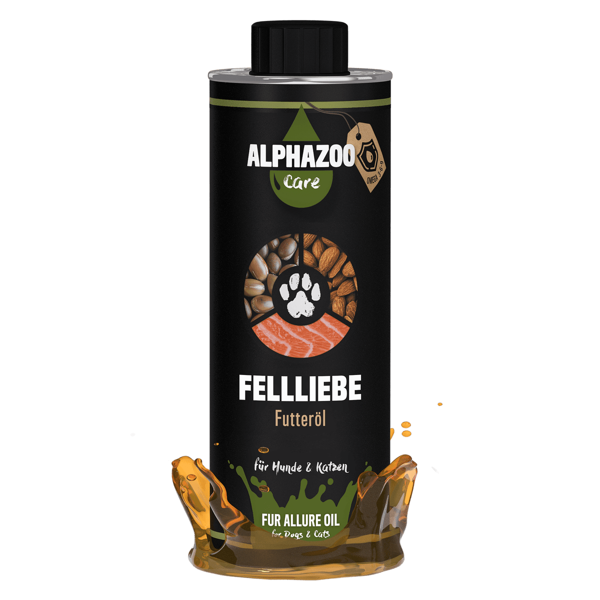 ALPHAZOO Fellliebe Futteröl 500ml für Hunde und Katzen I Fellpflege und Fellwechsel