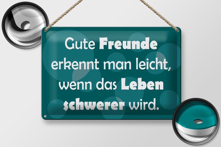 Blechschild Spruch 30x20cm Gute Freunde grünes