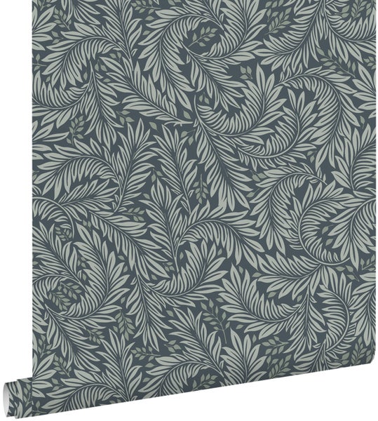 ESTAhome Tapete Blätter Graublau - 50 x 900 cm - 131146