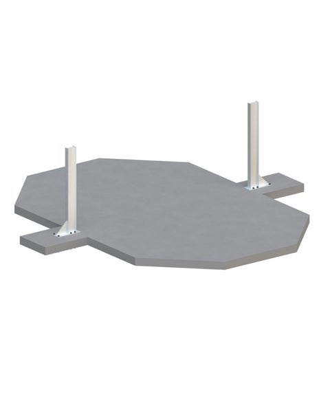 Betonfundament mit zwei Pfosten für den Gartenbau