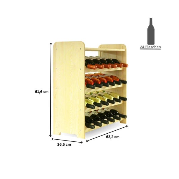 PROREGAL Weinregal Pinotwine C HxBxT 61,6 x 63,2 x 26,5 cm 24 Flaschen Massives Kiefernholz Natur Unbehandelt