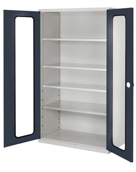 Stahlschrank mit Flügeltüren und Fachböden