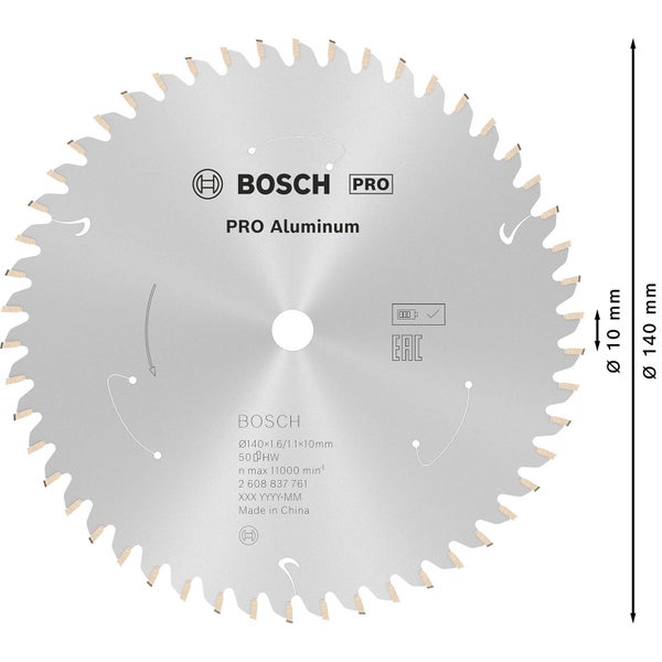 Bosch PRO Aluminium cordless Blatt für Kreissägen 140 x 1,6 x 10 mm - 2608837761