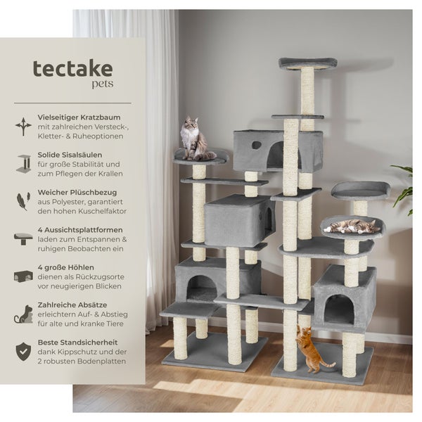 Kratzbaum tectake Entissar inklusive Kippschutz 214 cm grau