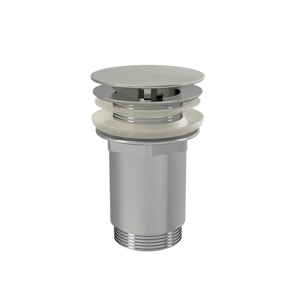 Pop-up-Ablaufgarnitur für Waschbecken mit Dichtungen und Gewindeanschluss.