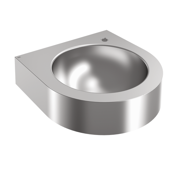 Wandwaschbecken aus Edelstahl mit Hahnloch rechts von KWC.