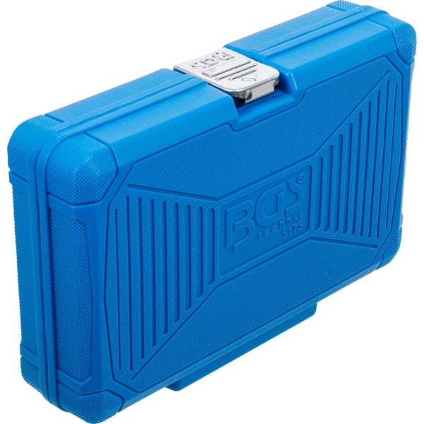 Blauer Werkzeugkoffer aus Kunststoff mit Verschluss