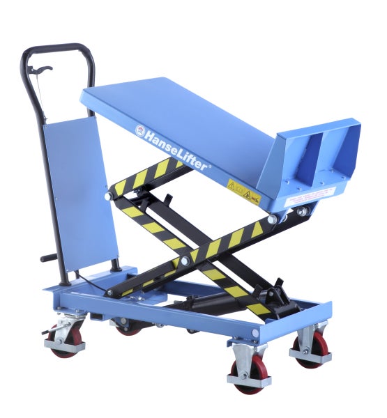 Hubtischwagen von HanseLifter mit Scherenhubsystem und Rollen
