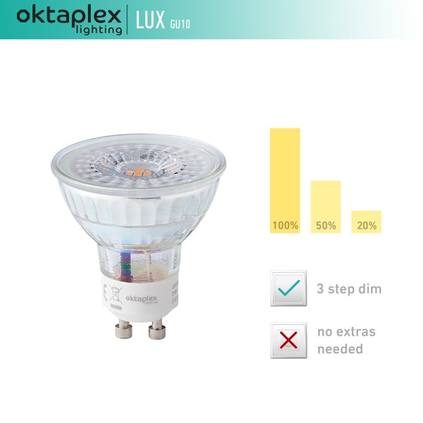 Oktaplex Lux GU10 3-Step Dimmbar 6er Set LED 2700K Warmweiß 400lm 4,8W 230V