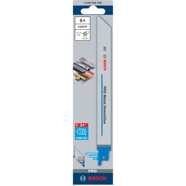 Bosch PRO Metal Demolition S1025VF Blatt 1,25 x 19 x 200 mm 5-tlg. - 2608656265