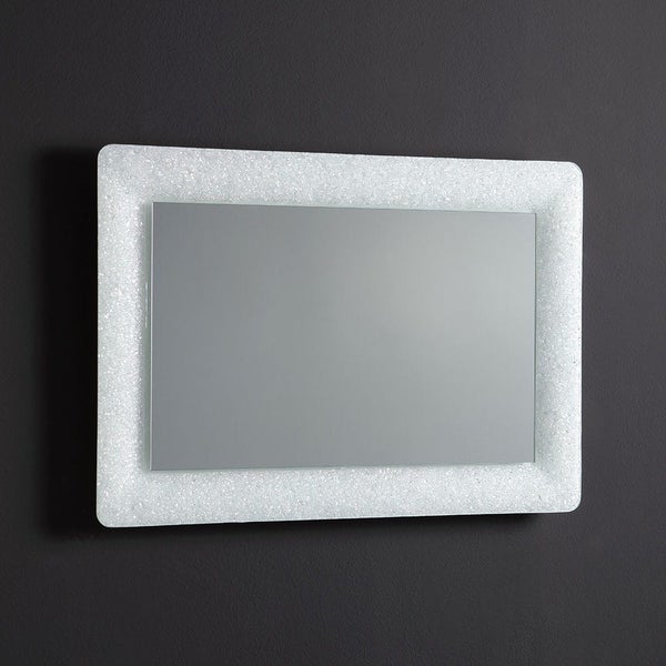 Led Spiegel 90X62 cm mit weißem Rahmen aus bearbeitetem Glas