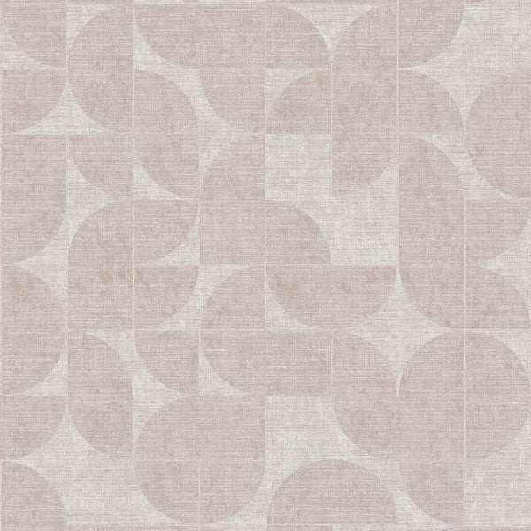 Tapete mit geometrischem Muster aus Halbkreisen auf einer strukturierten Oberfläche in Leinenoptik.