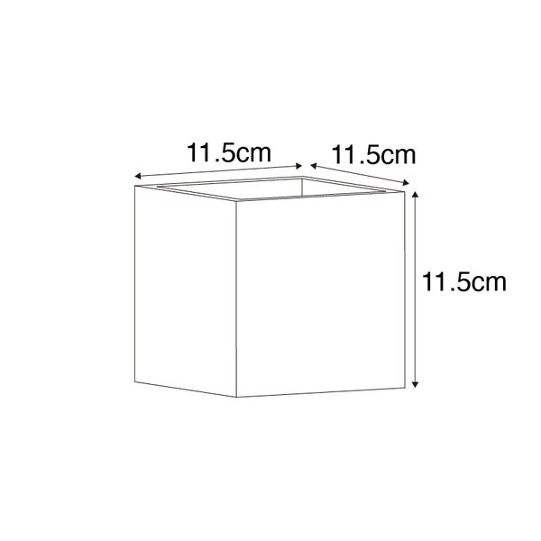 Illustration eines Würfels mit den Maßen 11,5 cm