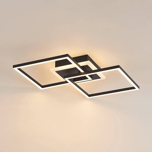Lindby LED Deckenleuchte Fjardo dimmbar mit Leselampe (Modern) in Schwarz aus Aluminium (1 flammig, ) - Lampe Deckenlampe Wohnzimmerleuchte