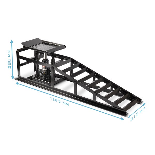 Hydraulische Auto-Hebebühne mit den Maßen 1145 mm Länge, 310 mm Breite und 280 mm Höhe