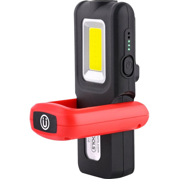 KS Tools LED-Arbeitsleuchte mit COB-LED, Ladestandsanzeige und klappbarem Magnetfuß.